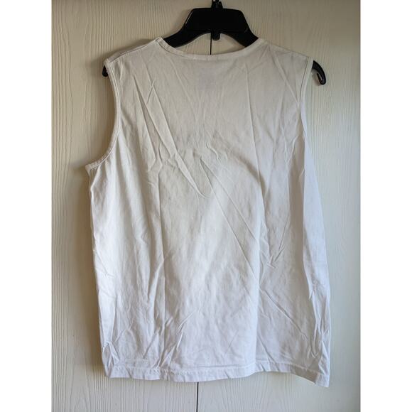 Blair Women's White Sleeveless Green Floral Blended Fiber Tank Top Size L - Picture 2 of 4